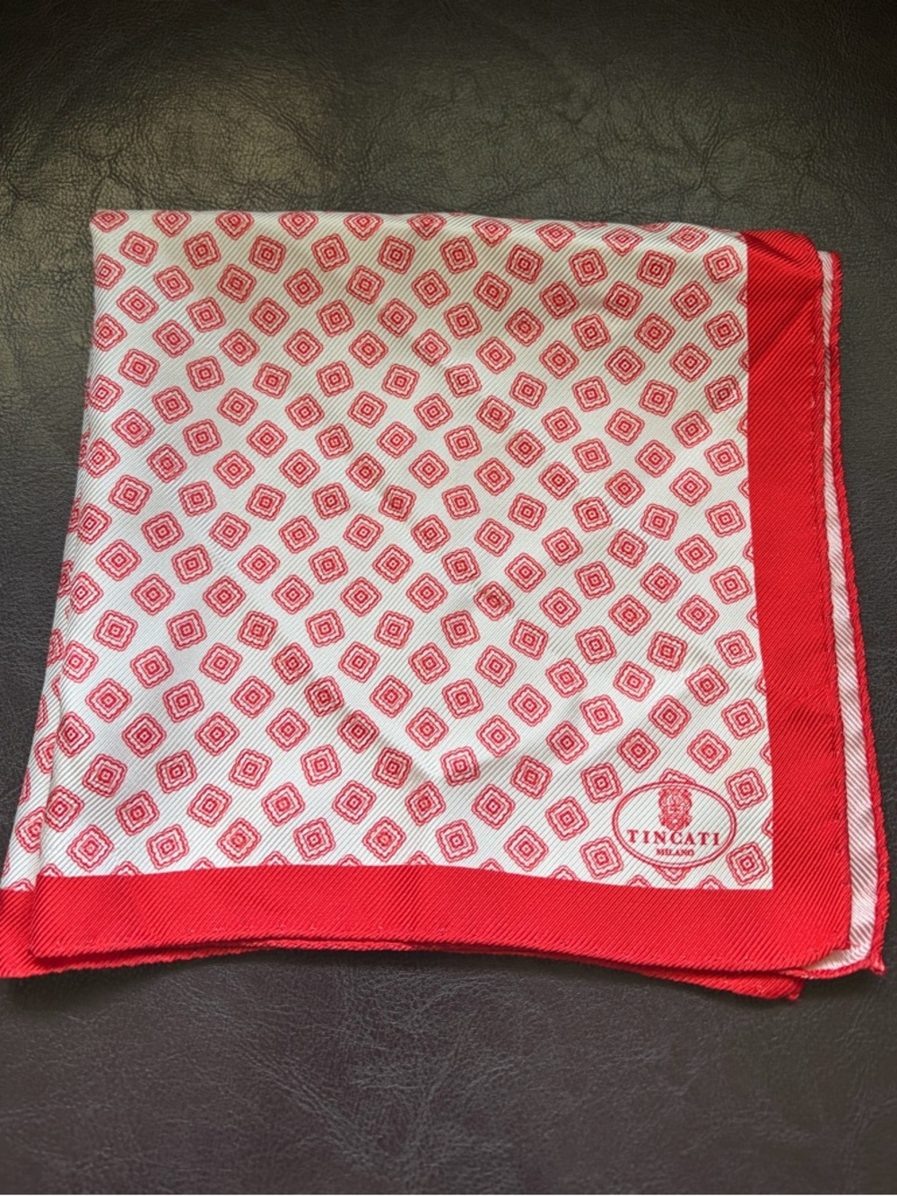Tincati Milano Red & White Silk Pocket Square